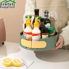 

Simple Design Kitchen 360°rotating Shelves Condiment Snack Beverage Storage Basket Kitchen Household Convenient Accessories