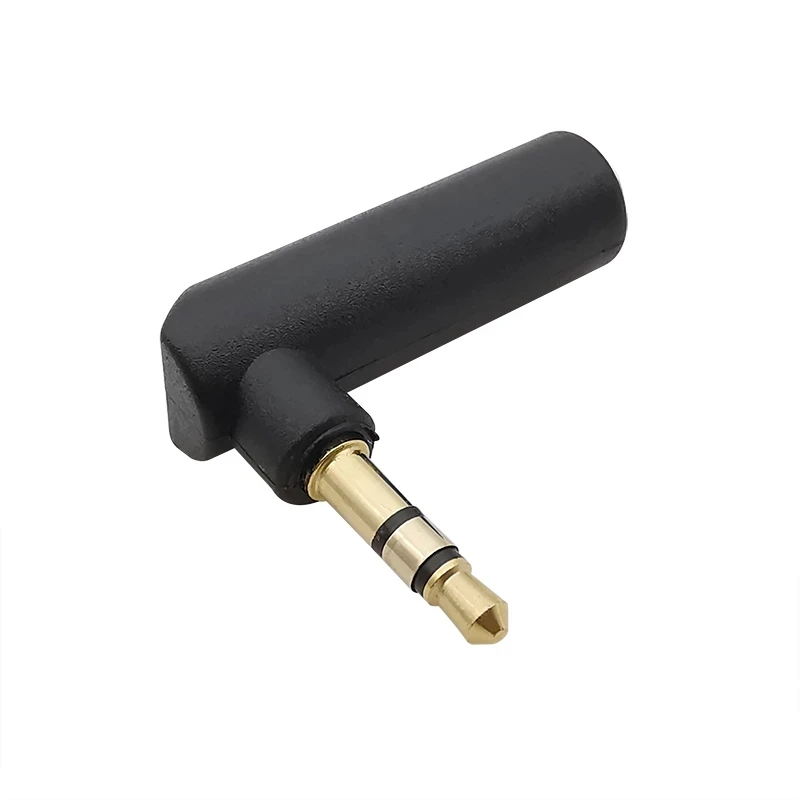 1Pcs 3,5mm Klinke auf 3,5mm 3 Pole Stecker Audio Stereo Gold-überzogene Rechten Winkel stecker Erweiterung Converter Aux Adapter