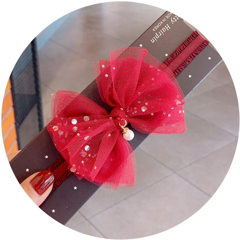 BalleenShiny, красная серия, повязка на голову для маленьких девочек, повязка на голову принцессы с бантом, корона, цветок, Детские Эластичные аксессуары для волос, подарок