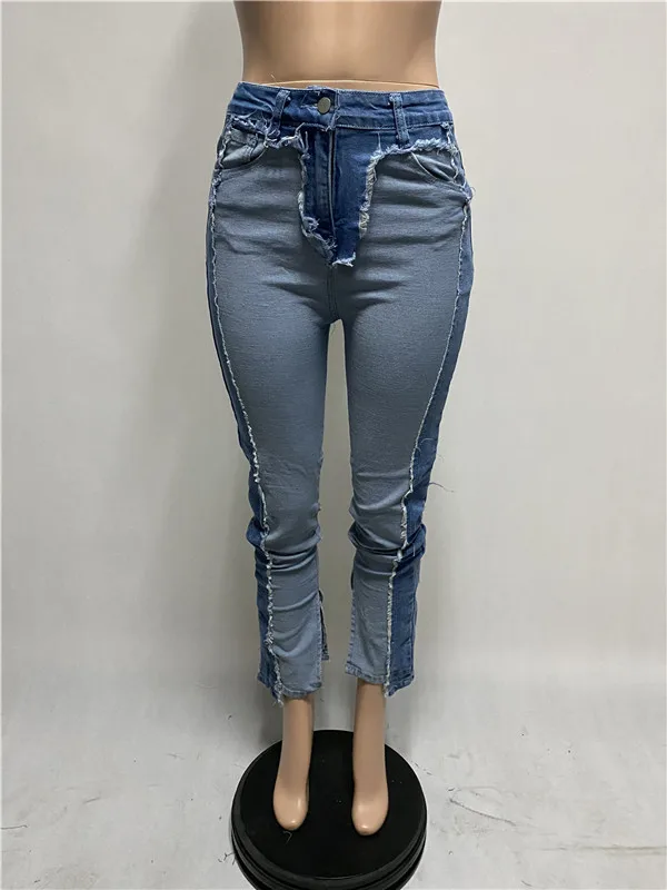 Patchwork Jeans Women Stacked Jeans 