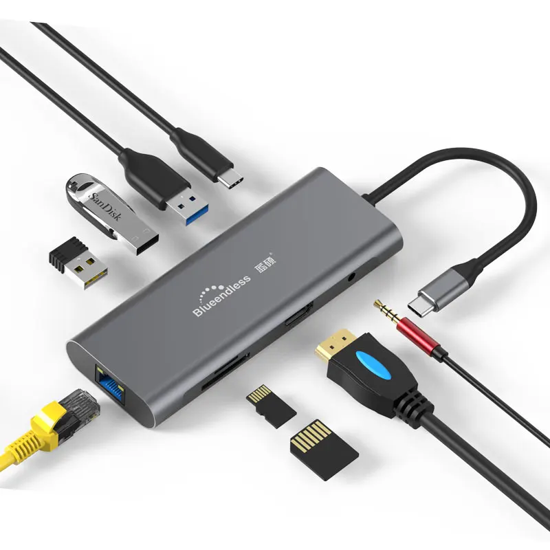 Мульти USB 3 0 HDMI 4K VGA RJ45 адаптер разветвитель Порты и разъёмы usb хаб C Тип для MacBook док станция ноутбука|USB-хабы| |