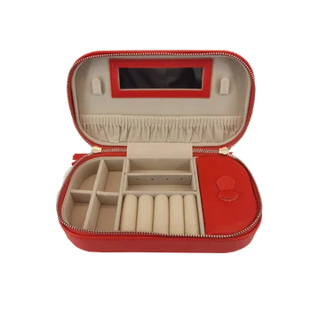 

2020 Wholesale Portable Travel Ring Necklace Bracelet Jewelry Organizer Box Small PU Leather Earring Jewellery Storage Box