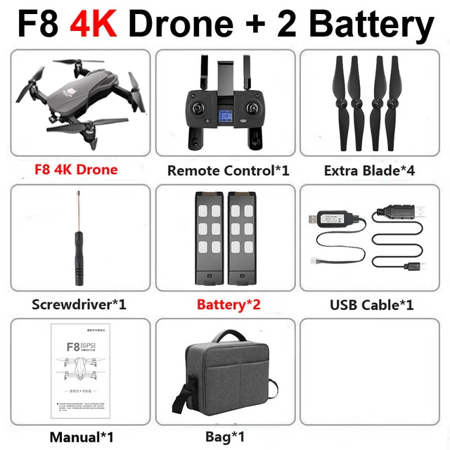 F8 gps Дрон с камерой 4K 1080P HD двухосевой антивибрационный самостабилизирующийся шарнир RC Дрон wifi FPV складной Квадрокоптер бесщеточный - Цвет: 4K 2Battery Bag