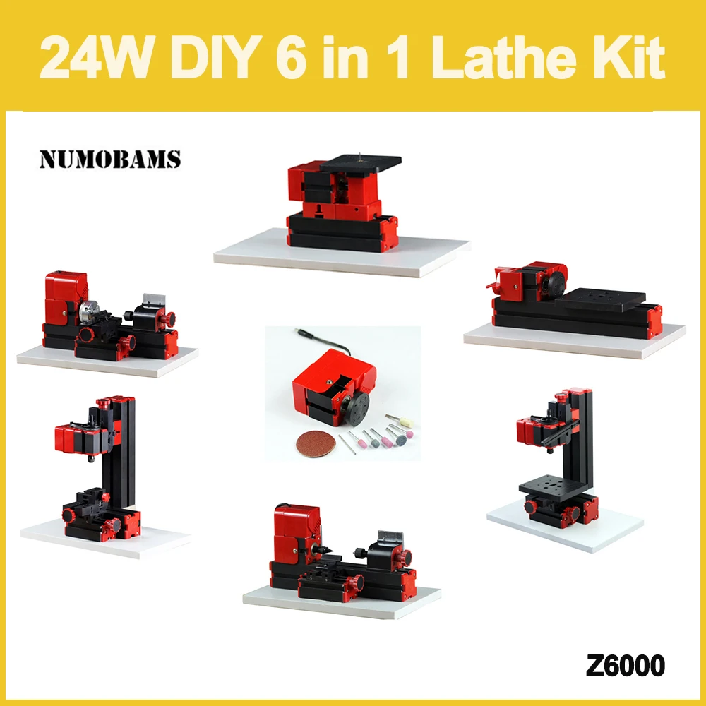 NUMOBAMS Z6000 24W,20000rpm 6 in 1 DIY Educational Mini Lathe Kit