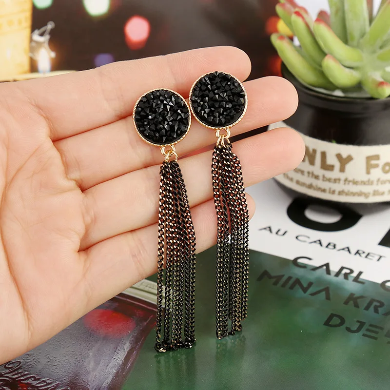 Серьги-подвески с длинной цепочкой из серебра 925 пробы женские модные серьги