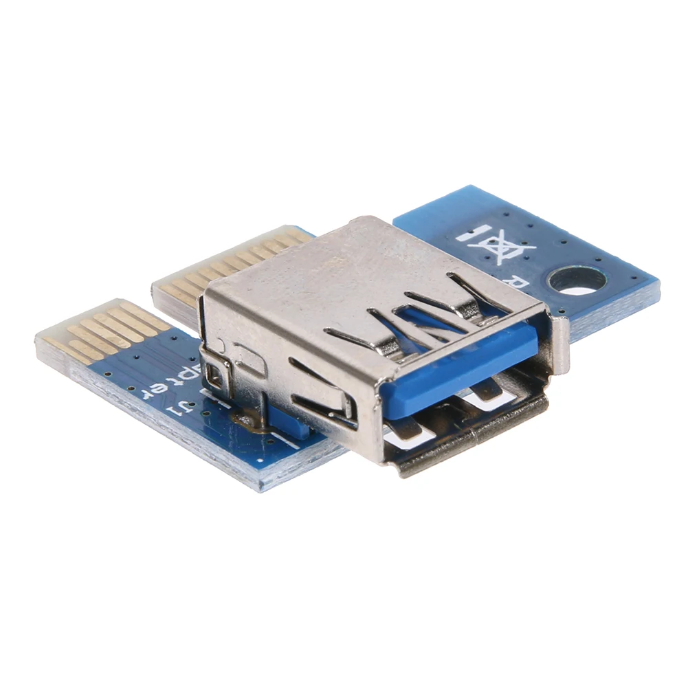 PCIe Adapter Card PCIe Expansion Card PCIe USB Adapter Card PCI-E USB 3.0 PCI-E Express 1x to16x Extender Riser Card Adapter SATA 6Pin Power Cable for Bitcoin Mining