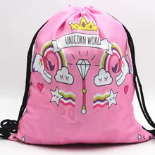 16 3D цифровая сумка со стягивающим шнурком и напечатанным текстом рюкзак сумка Единорог для хранения покупок Drawstring Рюкзак