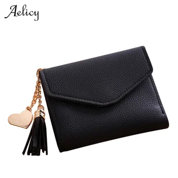 

Aelicy Women Simple Short Wallet Tassel Coin Purse Pu Leather Coin Purses Women's Small Change Money Bags Pocket Wallets Key