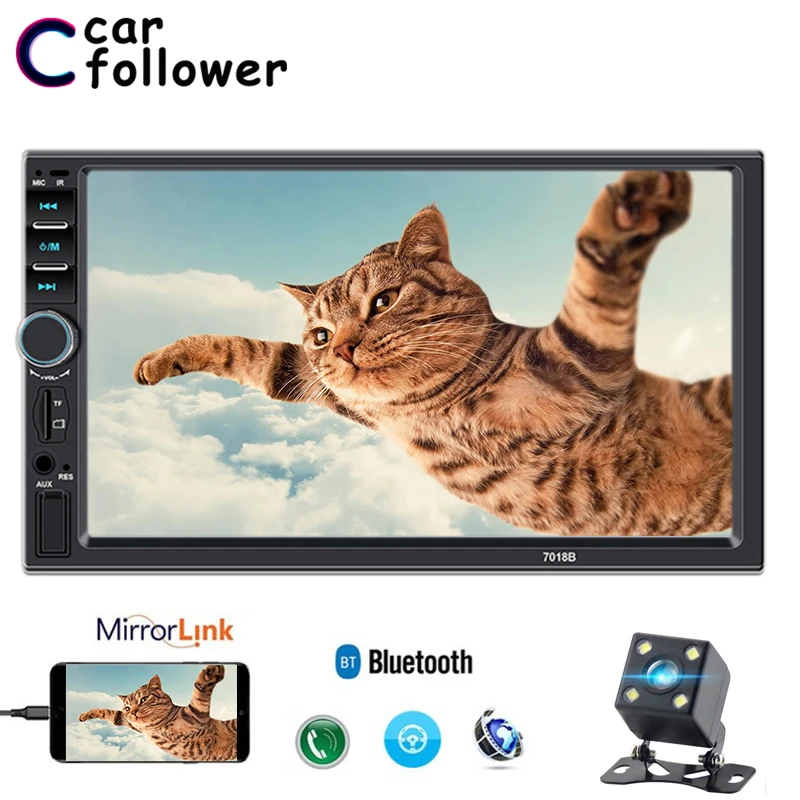 

Car Follower 2 DIN Car Radio MP5 Recorder Mirror Link 7018B Car Stereo Touch Screen Autoradio Rear View Camera Multimedia Player