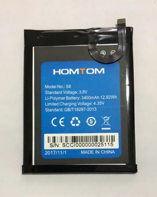 Мобильный телефон батарея HOMTOM S8 3400 мАч оригинальный аккумулятор 5 7 дюйма MTK6750