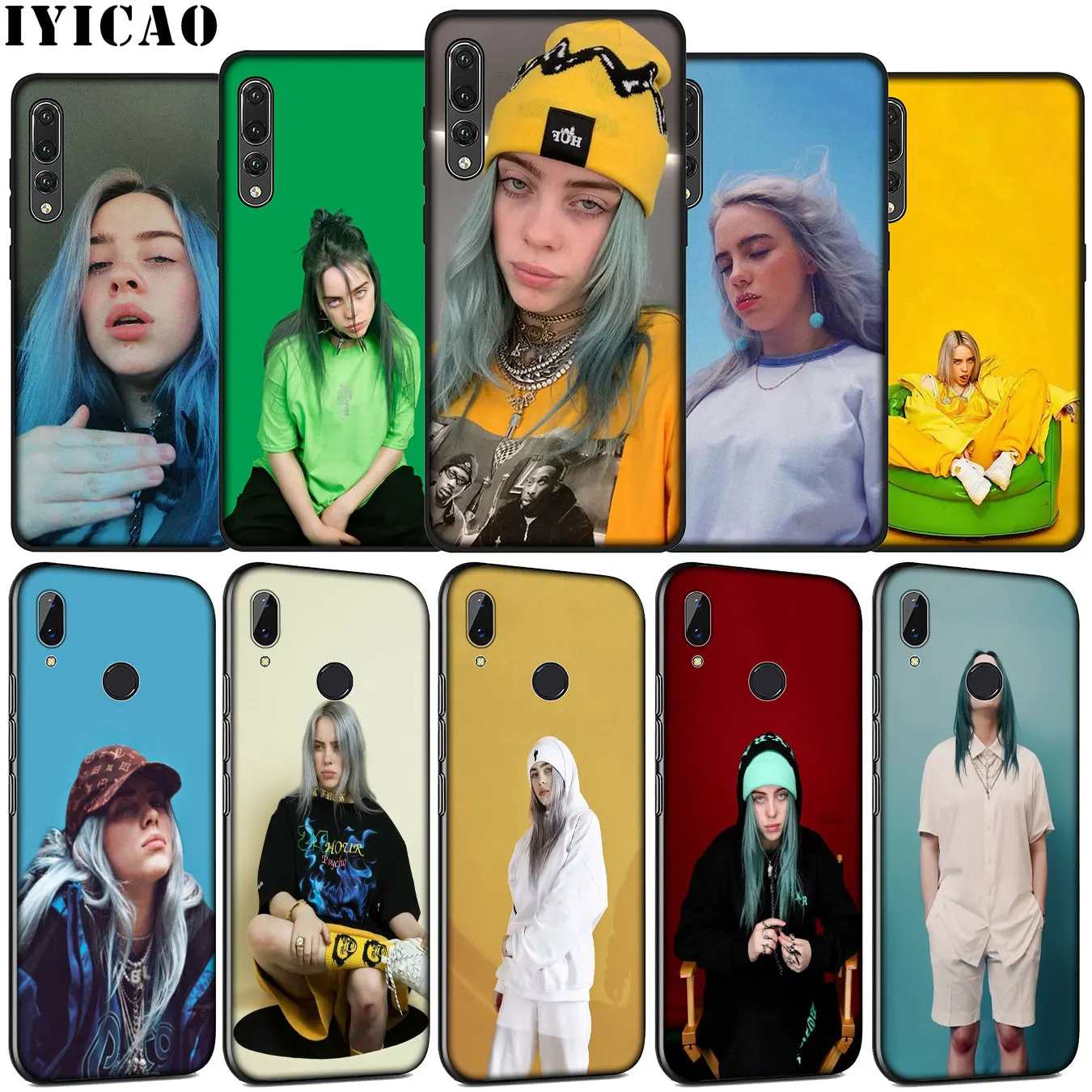 

IYICAO Billie eilish rainbow Soft Silicone Case for Huawei P30 P20 Pro P10 P9 Lite Mini 2017 2016 Black Cover P Smart Z 2019