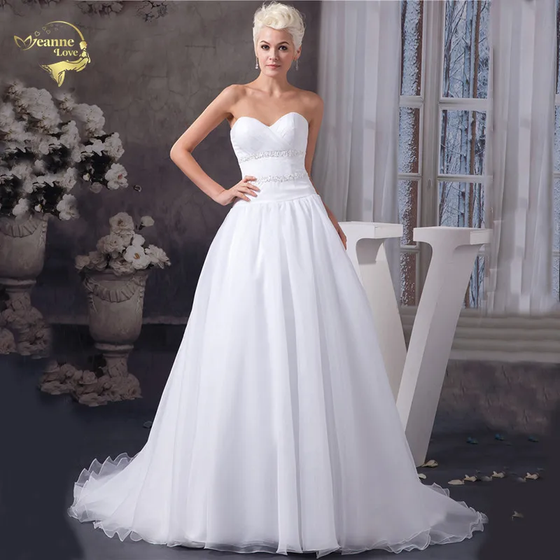 

Jeanne Love White Ivory Organza Simple Fashion Wedding Dresses 2020 New Robe De Mariage A Line Vestido De Noiva Trouwjurk Bride
