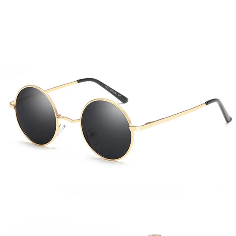 Gold Black ZJHZQZ стимпанк Круглые Солнцезащитные очки Брендовые дизайнерские классические Поляризованные металлические оправы маленькие винтажные Ретро золотые синие зеленые серебряные линзы - Цвет линз: Gold Black