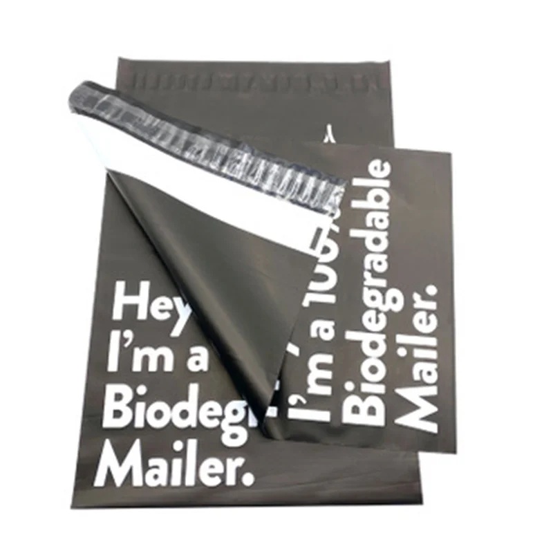 Black Eco Courier Bag Pouch Bags D2W Biodegradable Express Bag Waterproof Self-Seal Clothing Mailer Postal Bags 50Pcs