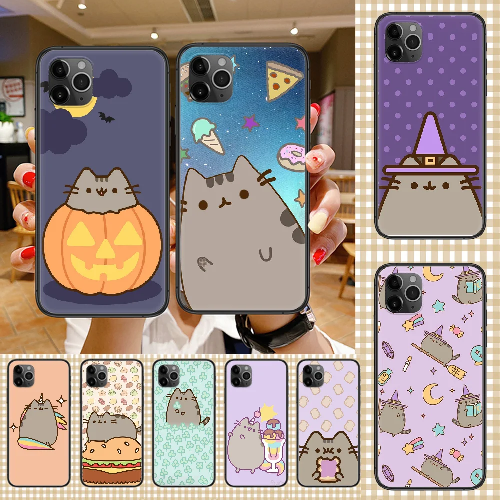 

Pusheen cute cartoon cat Phone Case Cover Hull For iphone 5 5s se 2 6 6s 7 8 12 mini plus X XS XR 11 PRO MAX black soft coque
