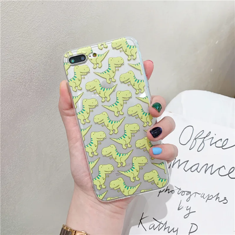 Милый чехол для телефона с рисунком динозавра iPhone 12 mini 11 Pro Max XS XR X 6 s 7 8 plus SE 2020