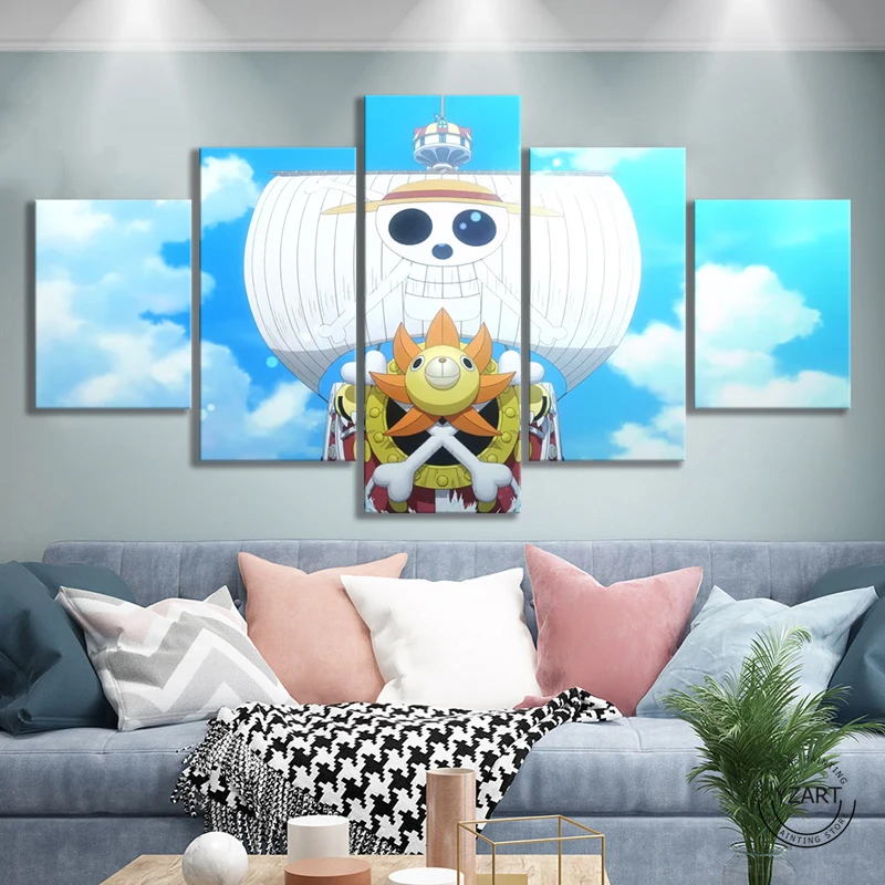 

ONE PIECE STAMPEDE Animation Art Wall Decor Paintings THOUSAND SUNNY Straw Hat Pirate Ship Cartoon Wall Picture Canvas Paintings