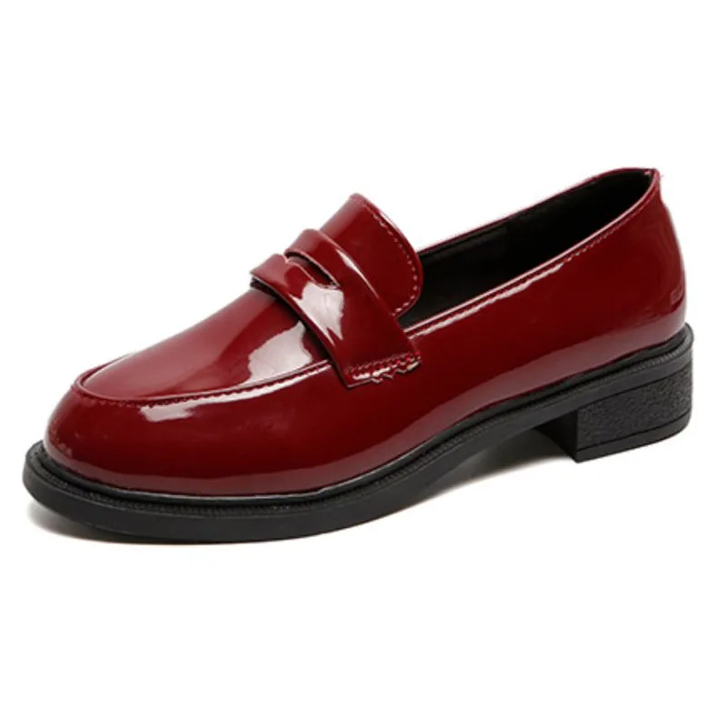 Бордовый WYFAMDER British Brogue Shoes Spring Autumn Fashion Cut Out Flat Lady Loafers Women Flats Slip on Casual Black Shoes WF41 - Цвет: Бордовый