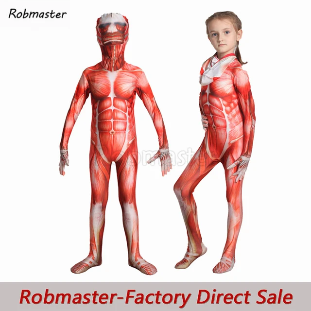 Halloween Attack On Titan Costume Cosplay Muscle Bodysuit Jumpsuit For Kids  Adult