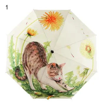 

Women's Umbrellas Fashion Cute Cartoon Cat Fox 3 Folding Thickening Anti UV Parasol Umbrella Gift Travel Waterproof Umbrella