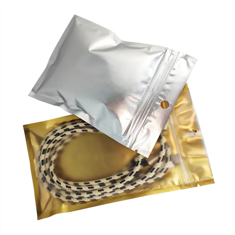 100 шт Высокое качество матовое золото полупрозрачная алюминиевая фольга ziplock мешок еда конфеты зерна проволока упаковка мешков для хранения с окном
