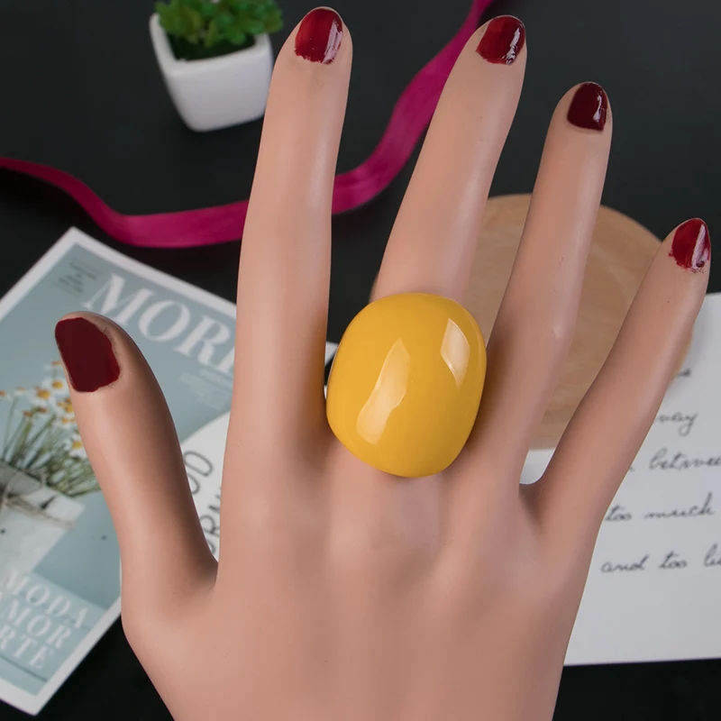 Hot Sale Fashion Big Resin Rings Women Design Acrylic Irregular Shape Ring Unique Punk Style Party Jewelry Gift Free Shipping