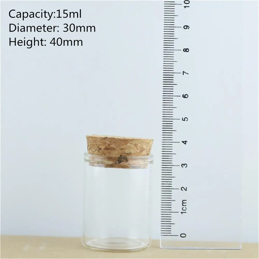 24 pcs/lot 15ml size 26*30*40mm Mini Glass Test Tube with Cork Stopper Decoration Bottles Container Jars Vials DIY Craft Wedding