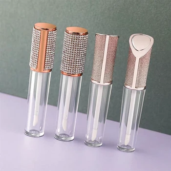 

Empty Round Lip Gloss Tube with diamond High Grade Clear Plastic Lip Gloss Containers Filling Cosmetic Packaging 25/50pcs