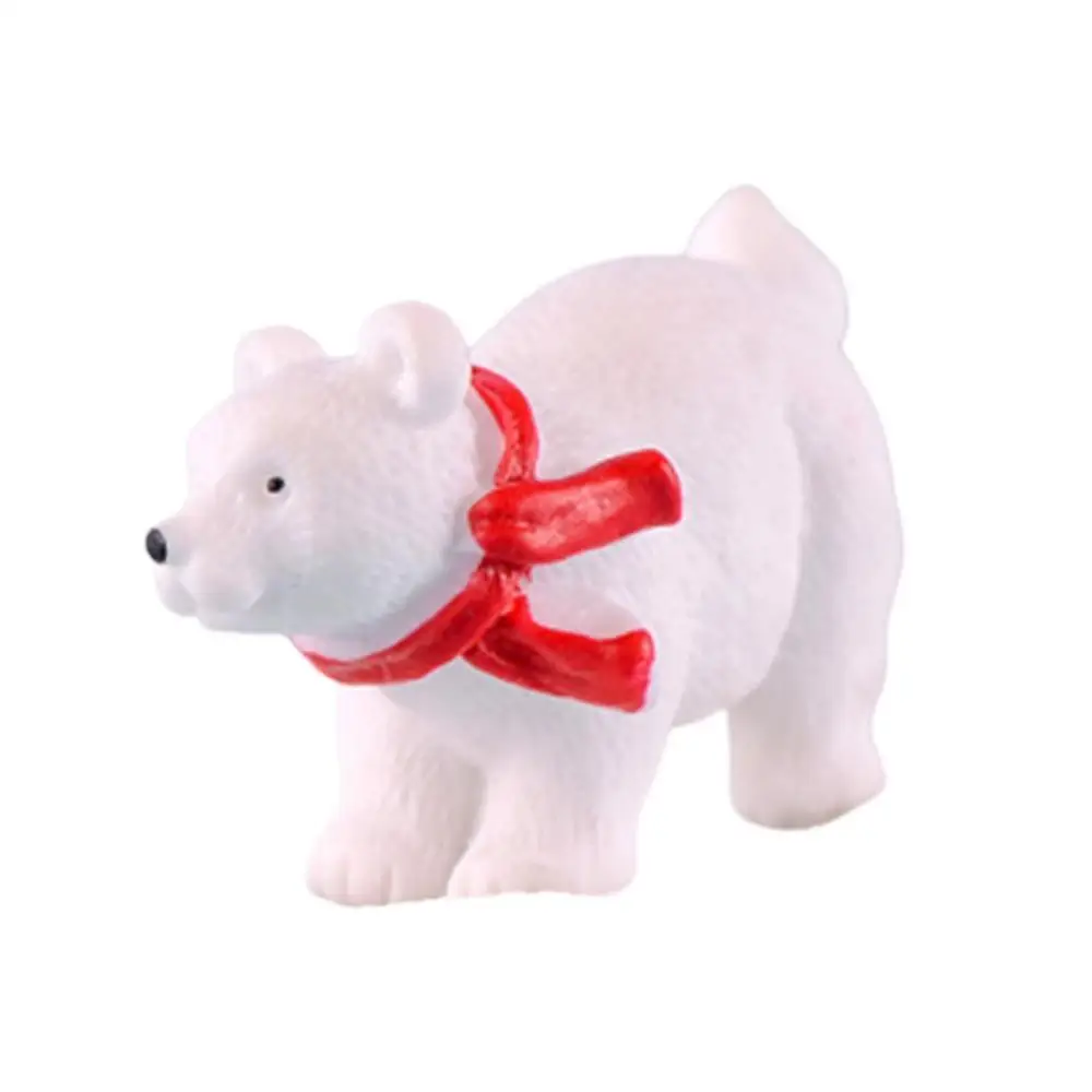 Red Scarf Bear KITPIPI пейзаж Сказочный Сад полярная фигурка медведь Рождество миниатюрные животные модель белый медведь брелок подвеска - Цвет: Red Scarf Bear