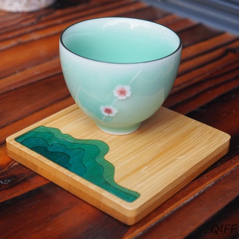 Handmade Natural Wood Coaster Round Square Teacup Mat Wooden Coasters for Drinks