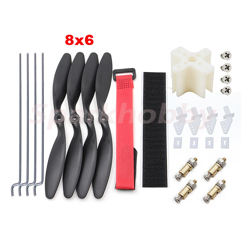 SU-27 Fixed-Wing Accessories 6040/8060 Propeller + Z-type Steel lever + Plastic Motor Base + 1.3mm Servo Adjuster + Servo angle