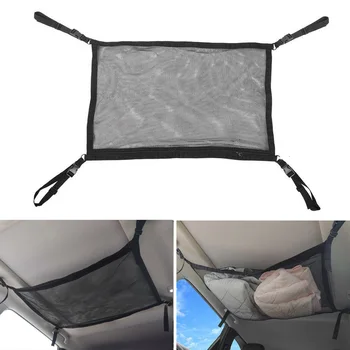 

100% Brand New Large Capacity Car Ceiling Mesh Organizer Zipper Storage Bag Interior Cargo Net Easy To Install