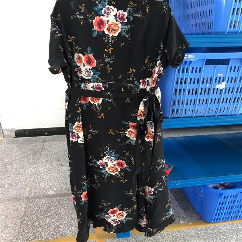 Плюс размер Vestidos женское повседневное короткий рукав цветочный принт в стиле бохо длинное платье летние платья Большие размеры ropa mujer verano BB4