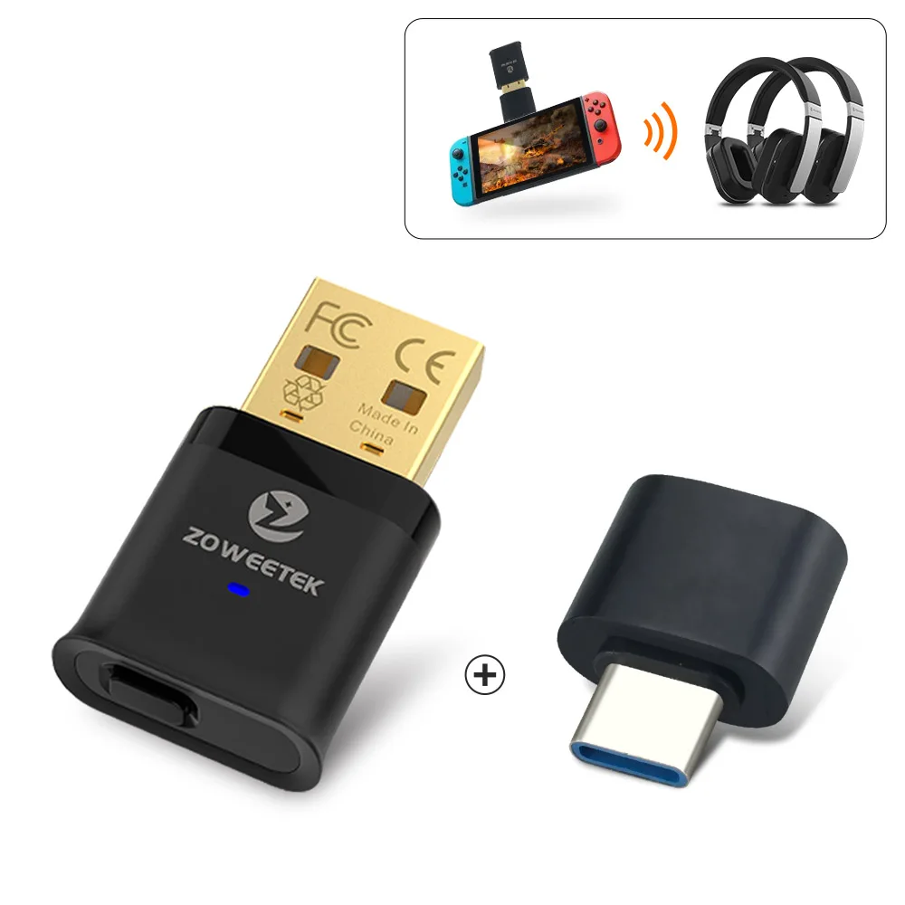 ZOWEETEK USB Bluetooth адаптер 5 0 ключ с APTX низкой задержкой и HD для ПК PS4 Настольный Динамик
