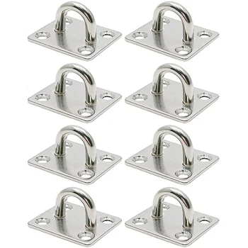 

1.4 x 1.2 Inch Stainless Steel Ceiling Hook Pad Eye Plate Marine Hardware Staple Hook Loop Screws Mount 8 Pcs