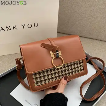 

PU Leather Crossbody Bags Small Houndstooth Summer Lady Shoulder Handbags Female Simple Totes for Women 2020 Trend
