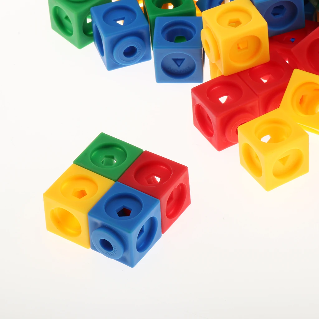 Colorful Linking Cubes, Wooden Puzzles Blocks Educational Counting Toy for Early Math Skills, 2 Packs 100x