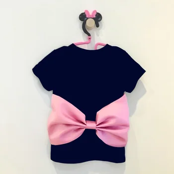 

2019 Summer dress new Korean girl solid-color round collar short-sleeved T-shirt large bow tie leisure fashion coat on the back