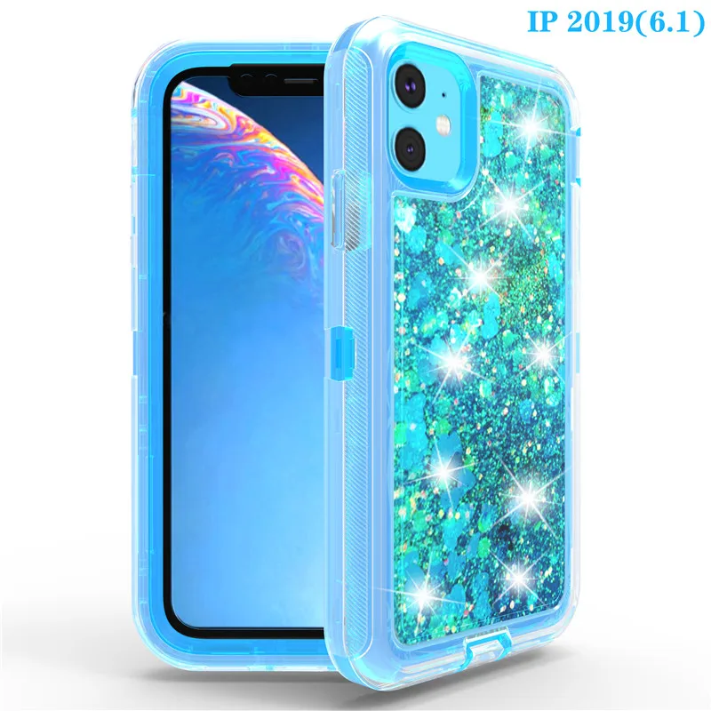 Гибридный защитный чехол с 3d блестками для iPhone 11Pro max 6 5 8 7 Plus динамический зыбучий