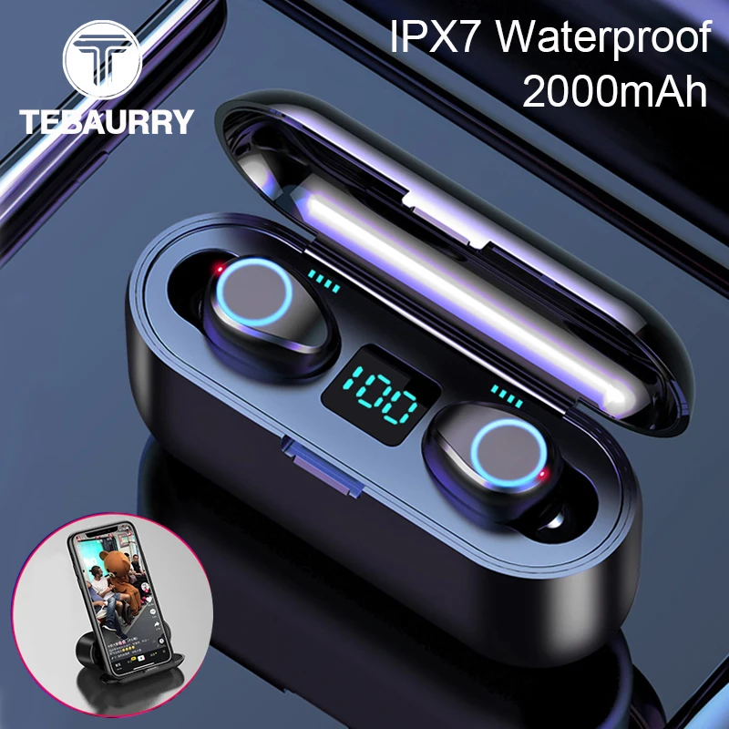 

New Bluetooth V5.0 Earphone Wireless Earphones 8D Stereo Sport Wireless Headphones Mini Earbuds Headset with Dual Mic 2000 mAh