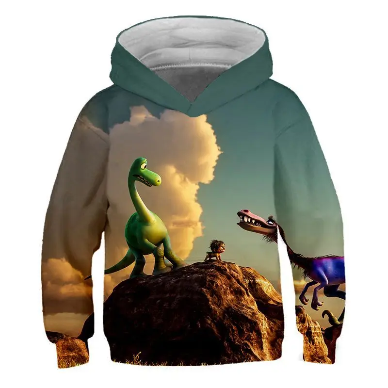 Kids Hooded Sweatshirts Autumn Winter Long Sleeve Pullover Cartoon Dinosaur Print Harajuku Hoodies Fashion Cool Children Hoodie hoodie for baby boy Hoodies & Sweatshirts