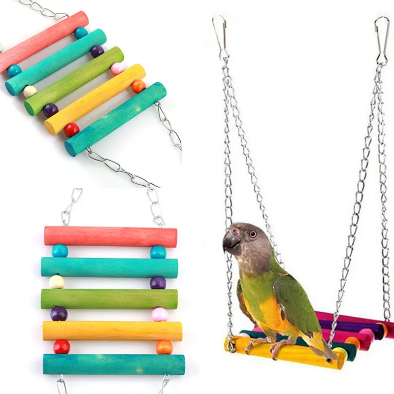 Color al azar pájaro loro Juguetes Para periquito Budgie Cockatiel jaula hamaca columpio juguete colgante juguetes para pájaros EJ879323