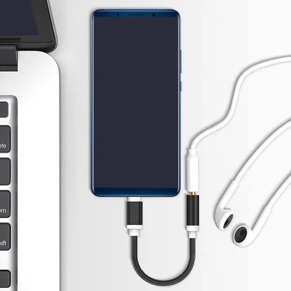 Type C 3,5 мм аудио разъем для наушников USB C до 3,5 мм AUX Наушники Плетеный Кабель-адаптер для huawei mate 20 P30 pro Xiaomi Mi 6 8 9