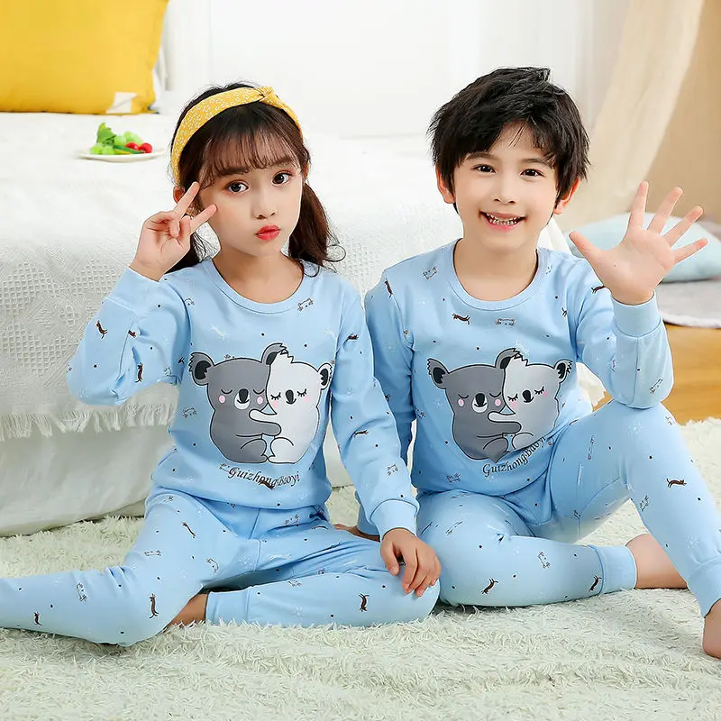 New Girl Sleepwear Pajama-Set Nightwear Toddler Boy Winter Baby Cotton Kids Cartoon New Animal lnwlnwee