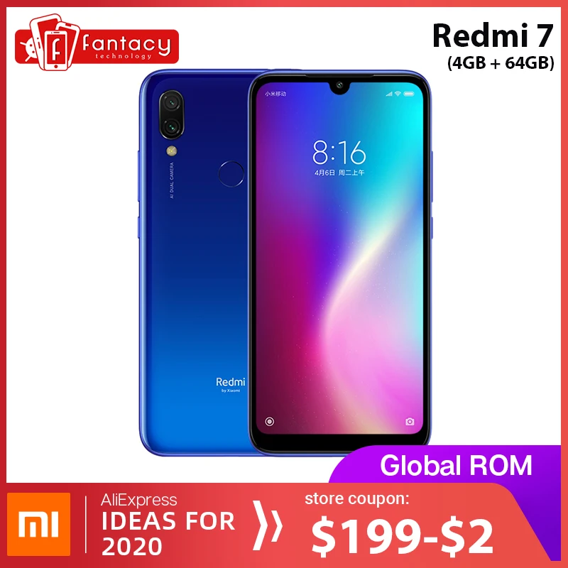  Global Rom Xiaomi Redmi 7 Snapdragon 632 Octa Core 4GB RAM 64GB ROM 12MP Dual AI Camera Mobile Phon
