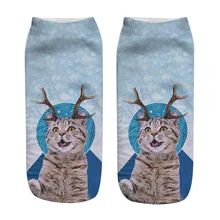 Для женщин забавные животные Милая 3D кота в стиле "унисекс" с рисунком забавные модные Повседневное носки милые укороченные носки, носки до лодыжки Носки с рисунком героев из мультфильмов для женщины