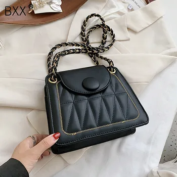 

[BXX] PU Leather Shoulder Bags For Women 2020 Autumn Winter Small Chain Crossbody Bag Female Fashion Travel Handbags HO113