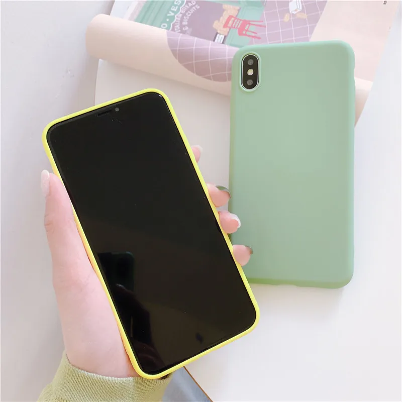 Милый однотонный Мягкий ТПУ силиконовый чехол для iPhone XS MAX XR X 11 Pro MAX 6 6S 7 8 Plus Роскошный чехол для телефона чехол