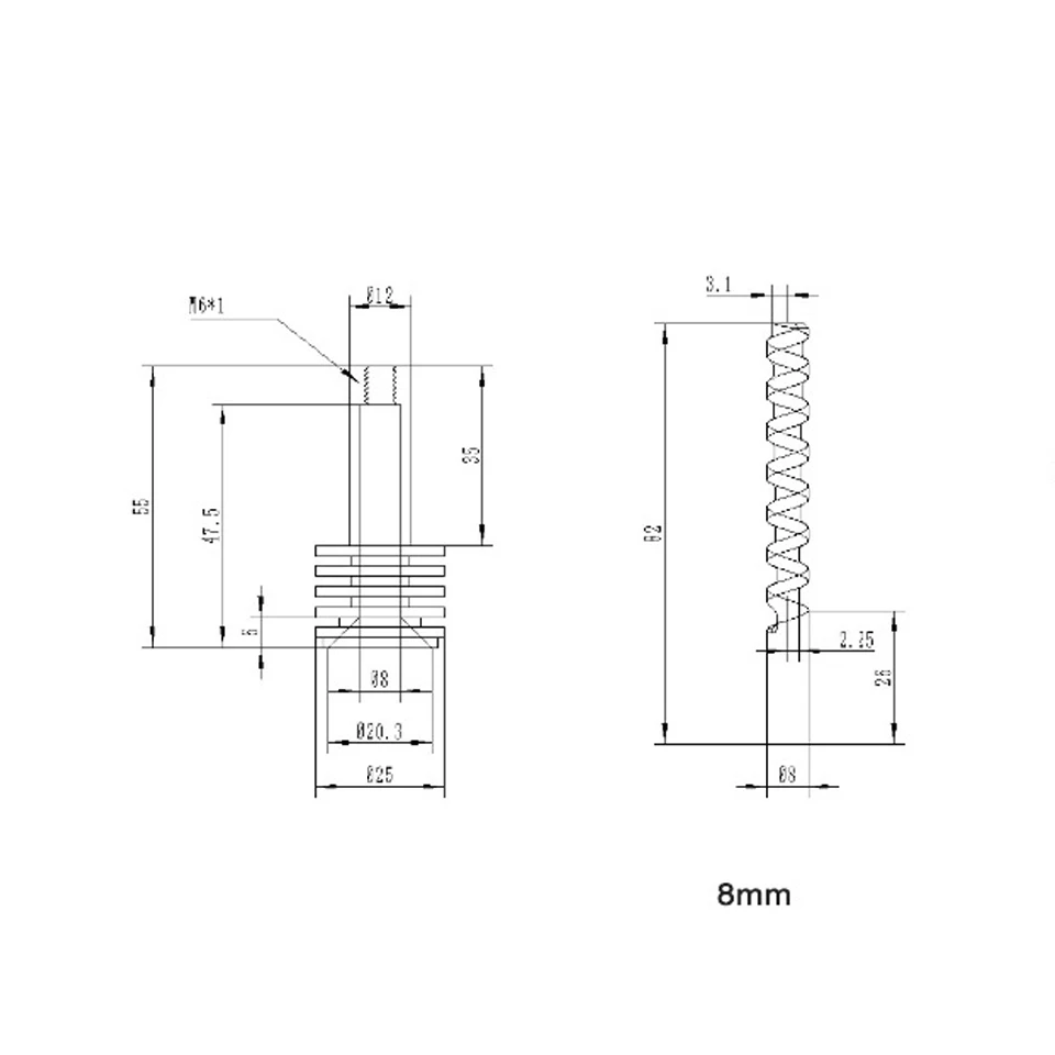 세라믹 머드 파우더 압출기 8MM x 82MM/10x120MM, 마이크로 스크류, 스로트 피드 로드, 피드 로드, 3D 프린터 액세서리