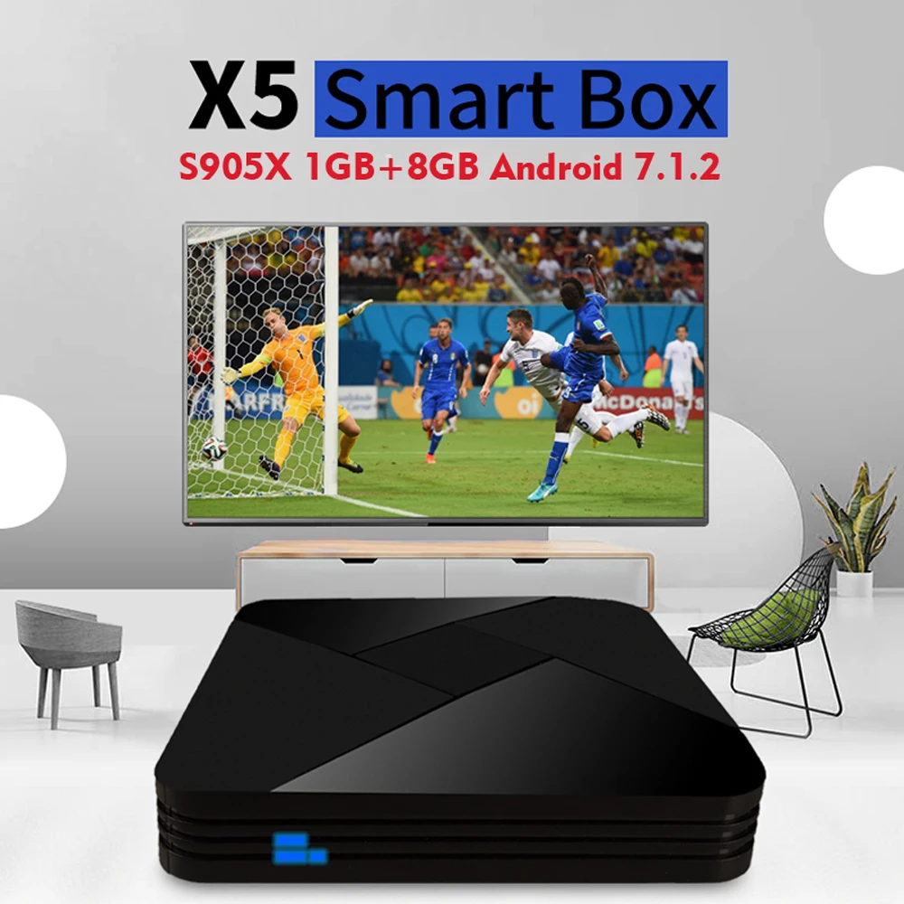 X5 Android ТВ приставка Смарт Android 7.1.2 Amlogic S905X четырехъядерный UHD 4K медиаплеер 1 ГБ/8 ГБ H.265 BT4.0 2,4G WiFi приставка ТВ Android